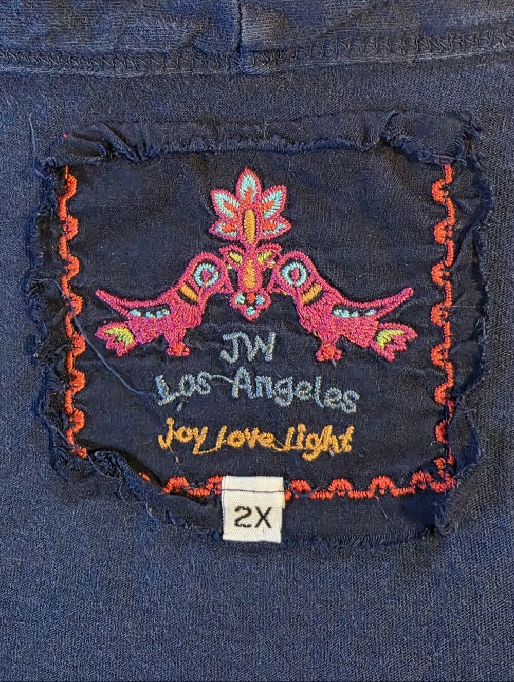 Johnny Was Embroidered Navy White Floral Open-Front Women Cardigan Top XXL 1X 2X - Picture 5 of 14